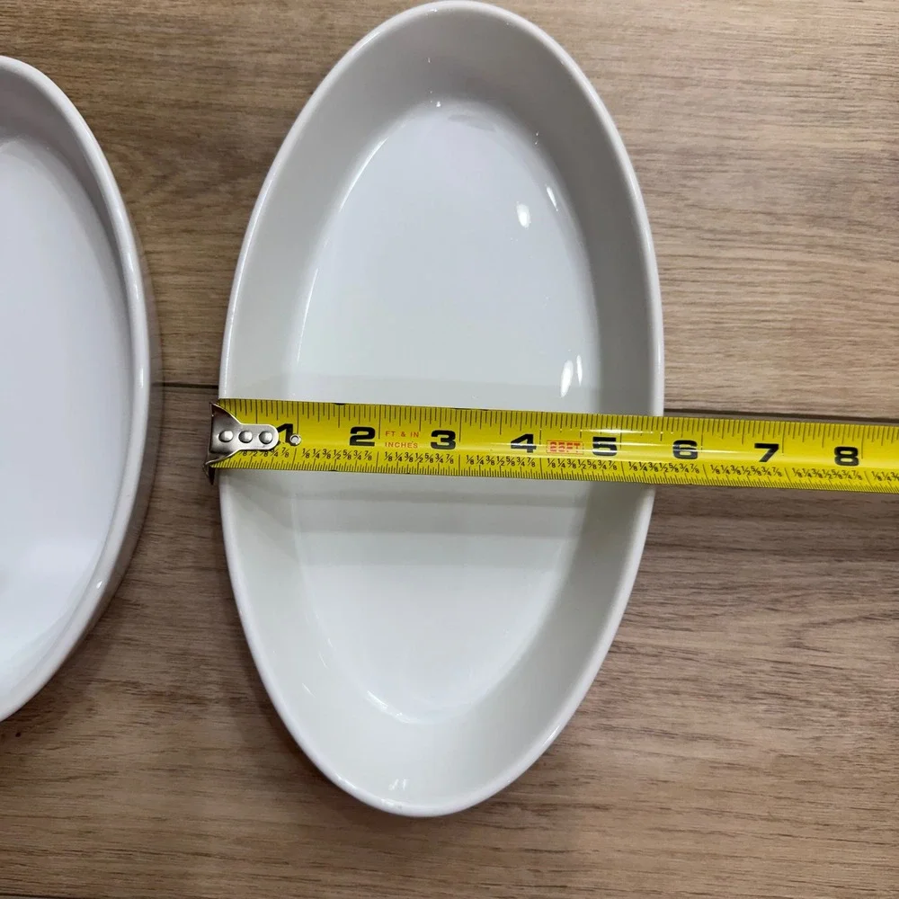 Pillivuyt France Vintage Oval Baker Set 10oz 16oz White Porcelain Oven to Table - Picture 4 of 11